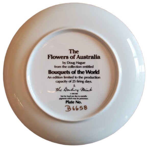 Vintage Danbury Mint "Flowers of Australia" Collector Plate by Doug Hague 1990 - Picture 3 of 6